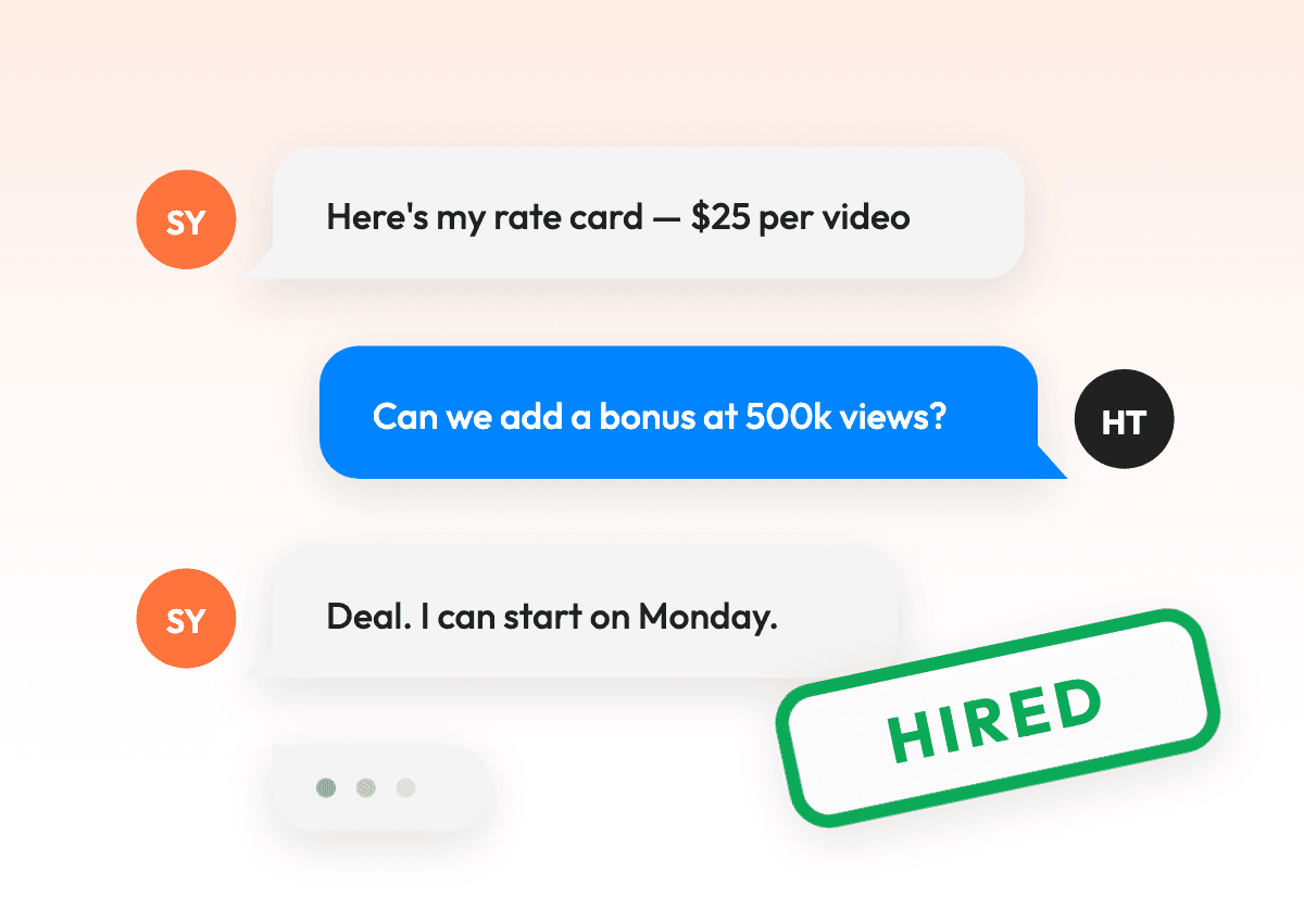 Brand and creator chat in viral.app Creator Hub