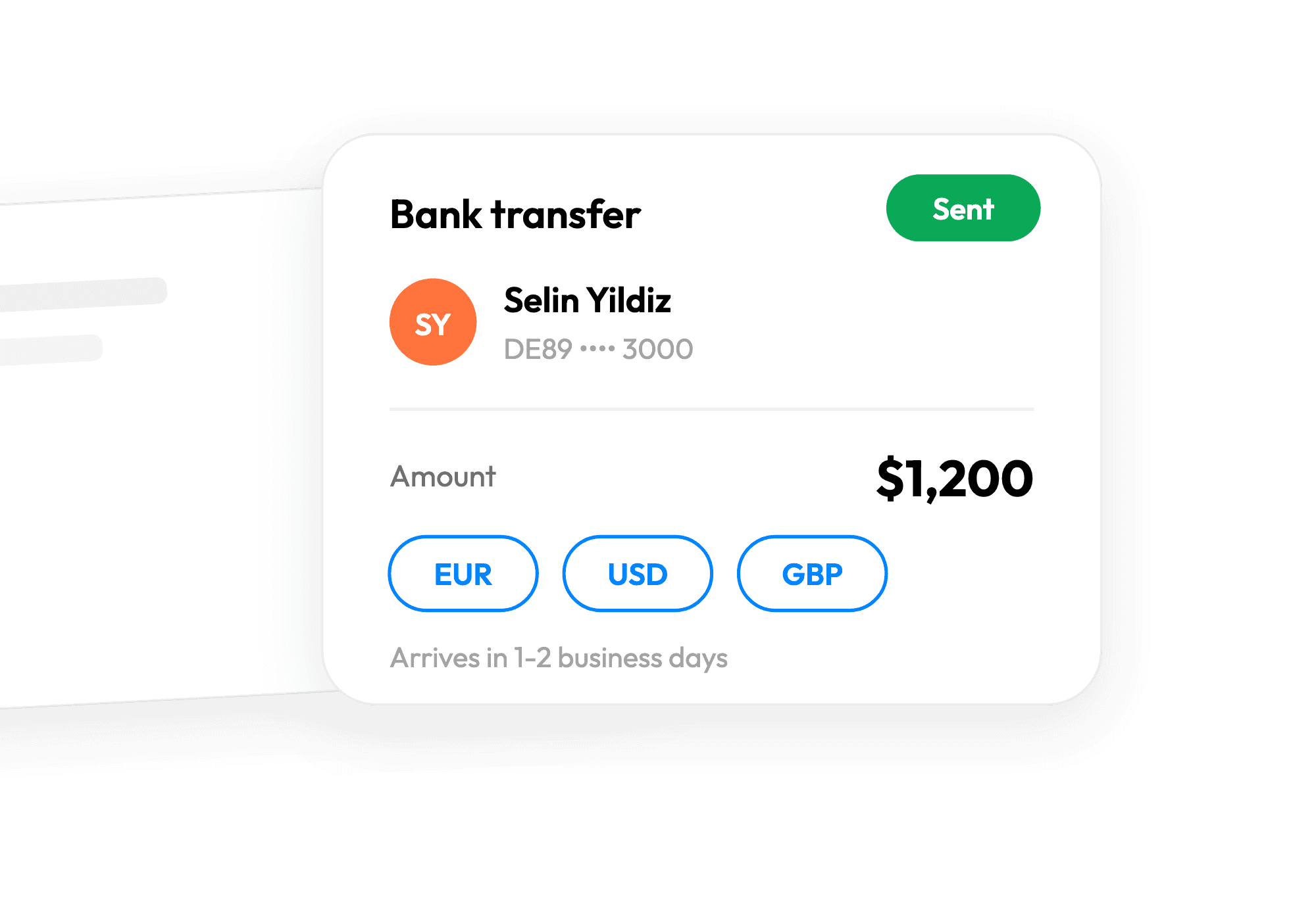 Bank transfer receipt for a creator payout with multi-currency support