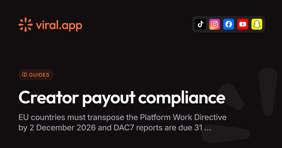 Platform Work Directive and DAC7 for Brands Paying Creators