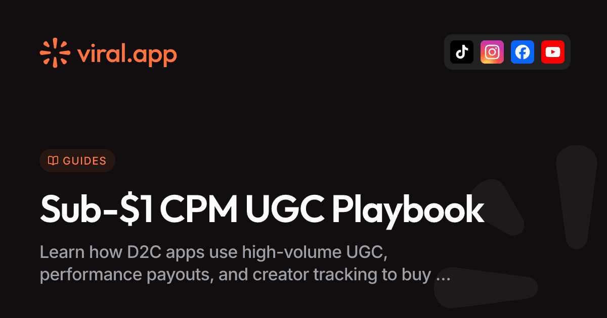 Sub-$1 CPM UGC Playbook for D2C Apps