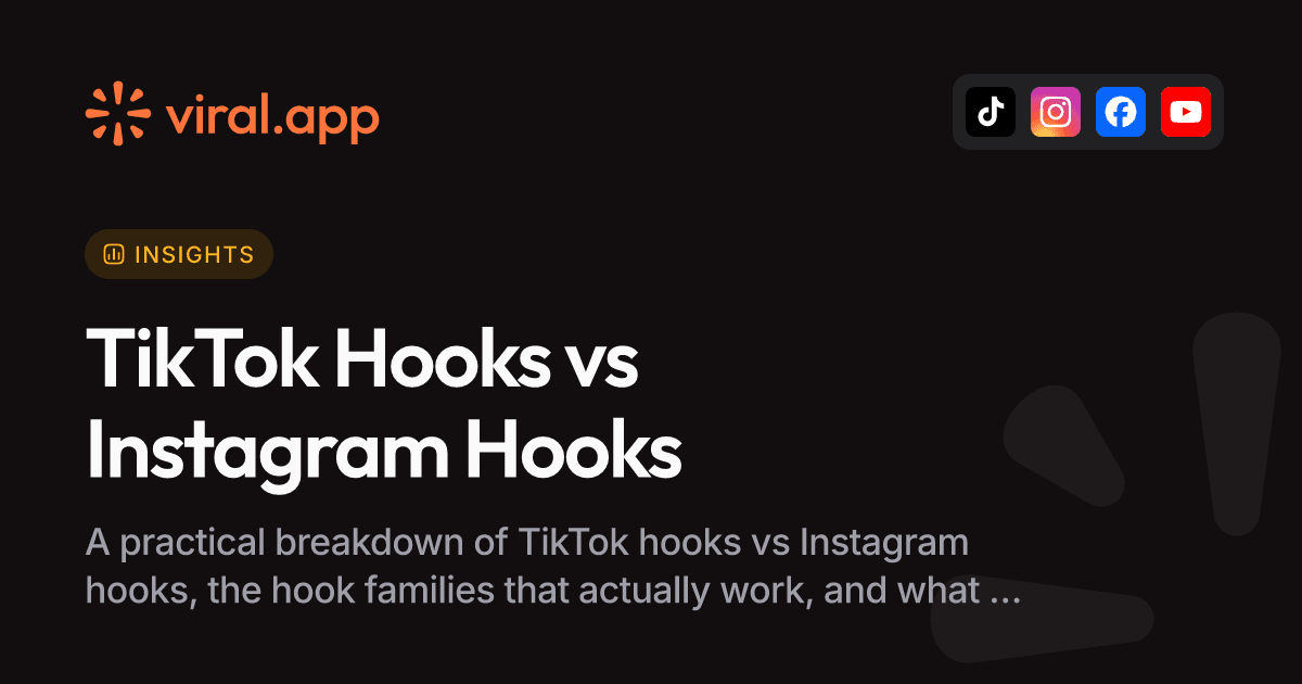 TikTok Hooks vs Instagram Hooks: What Actually Works in 2026