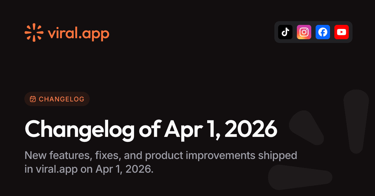 Changelog of Apr 1, 2026