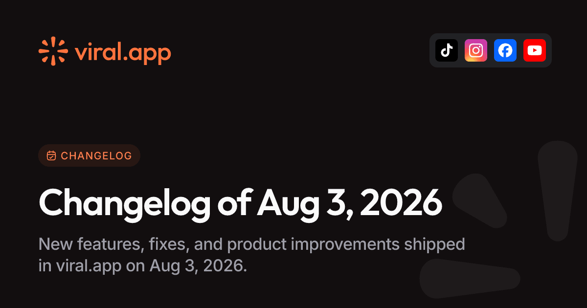Changelog of Aug 3, 2026