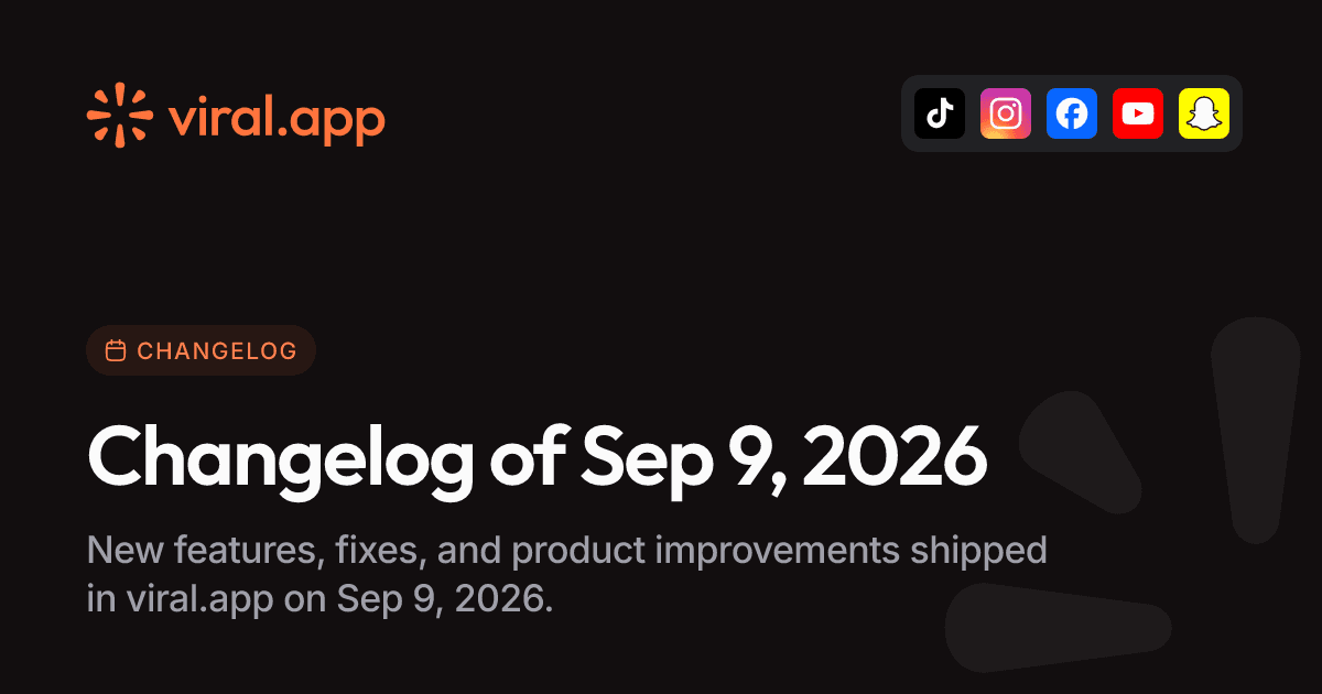 Changelog of Sep 9, 2026