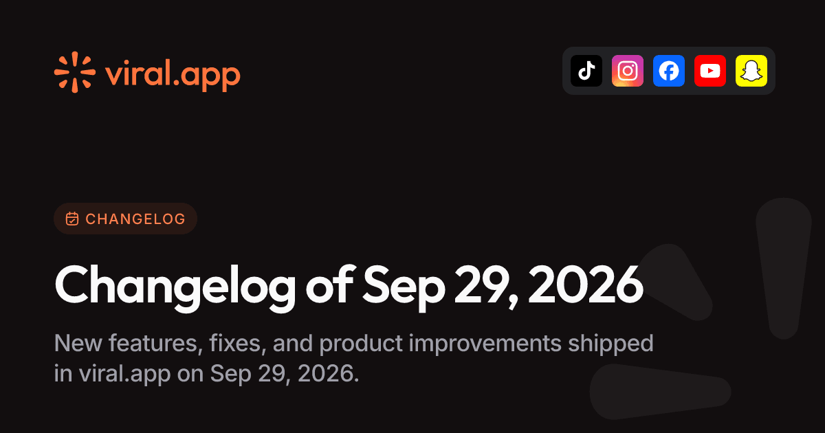 Changelog of Sep 29, 2026