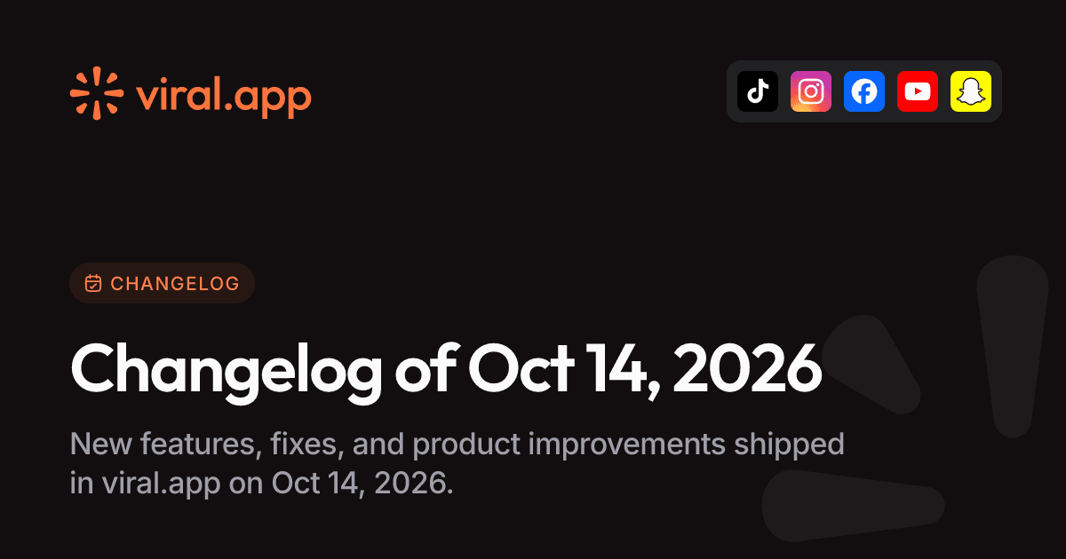 Changelog of Oct 14, 2026
