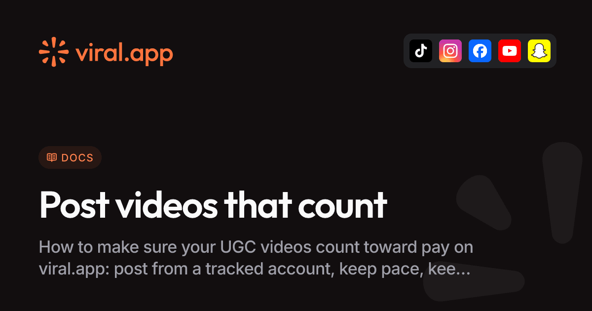 Post videos that count | Docs