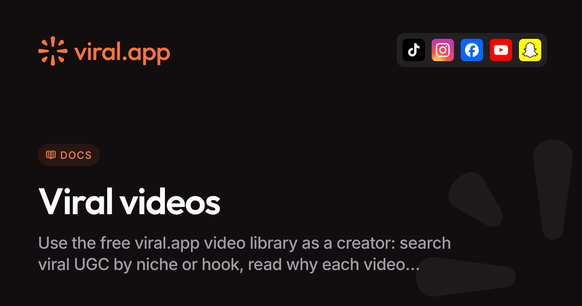 Viral video library for creators | Docs