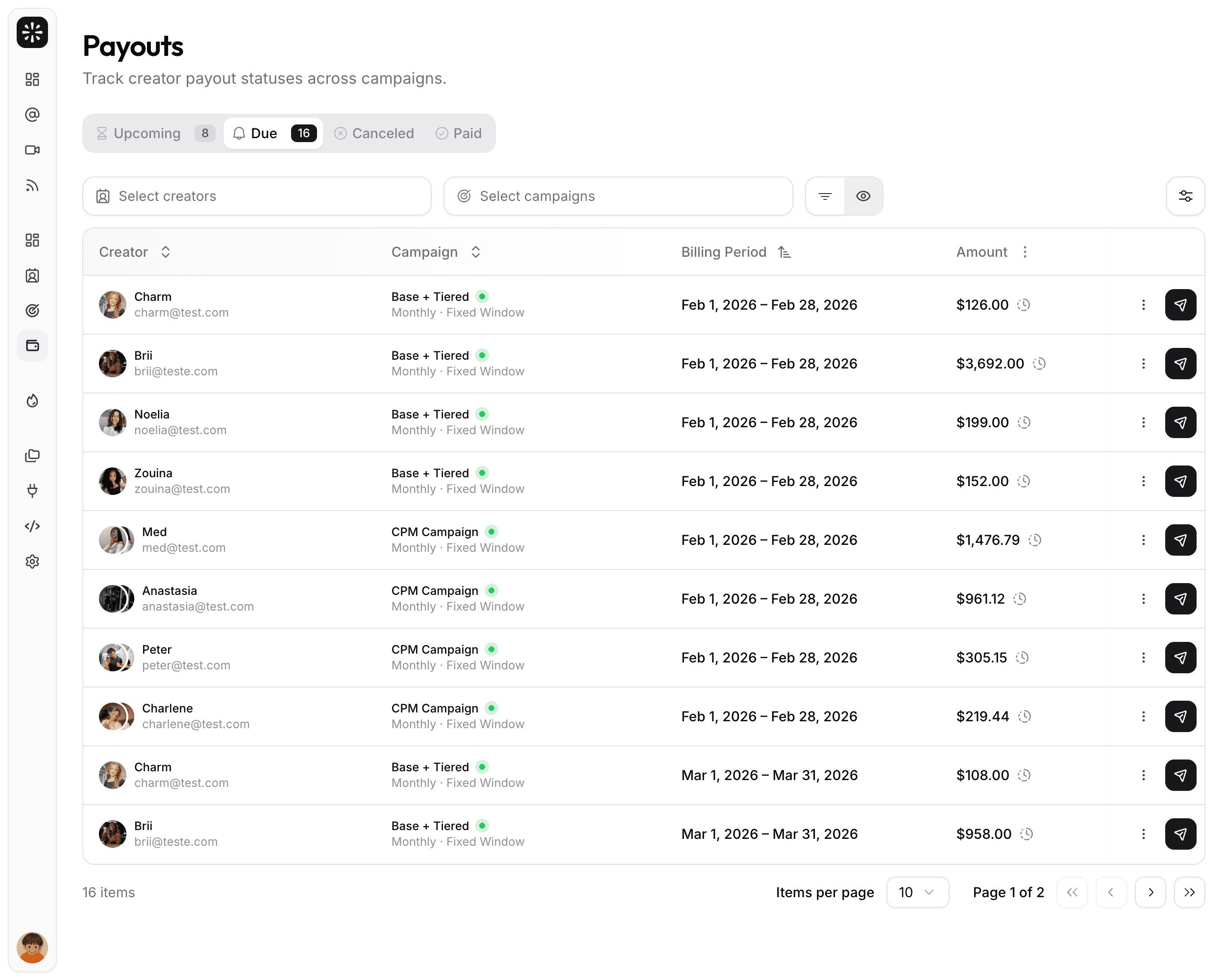 UGC creator payouts due for bank transfer review in viral.app