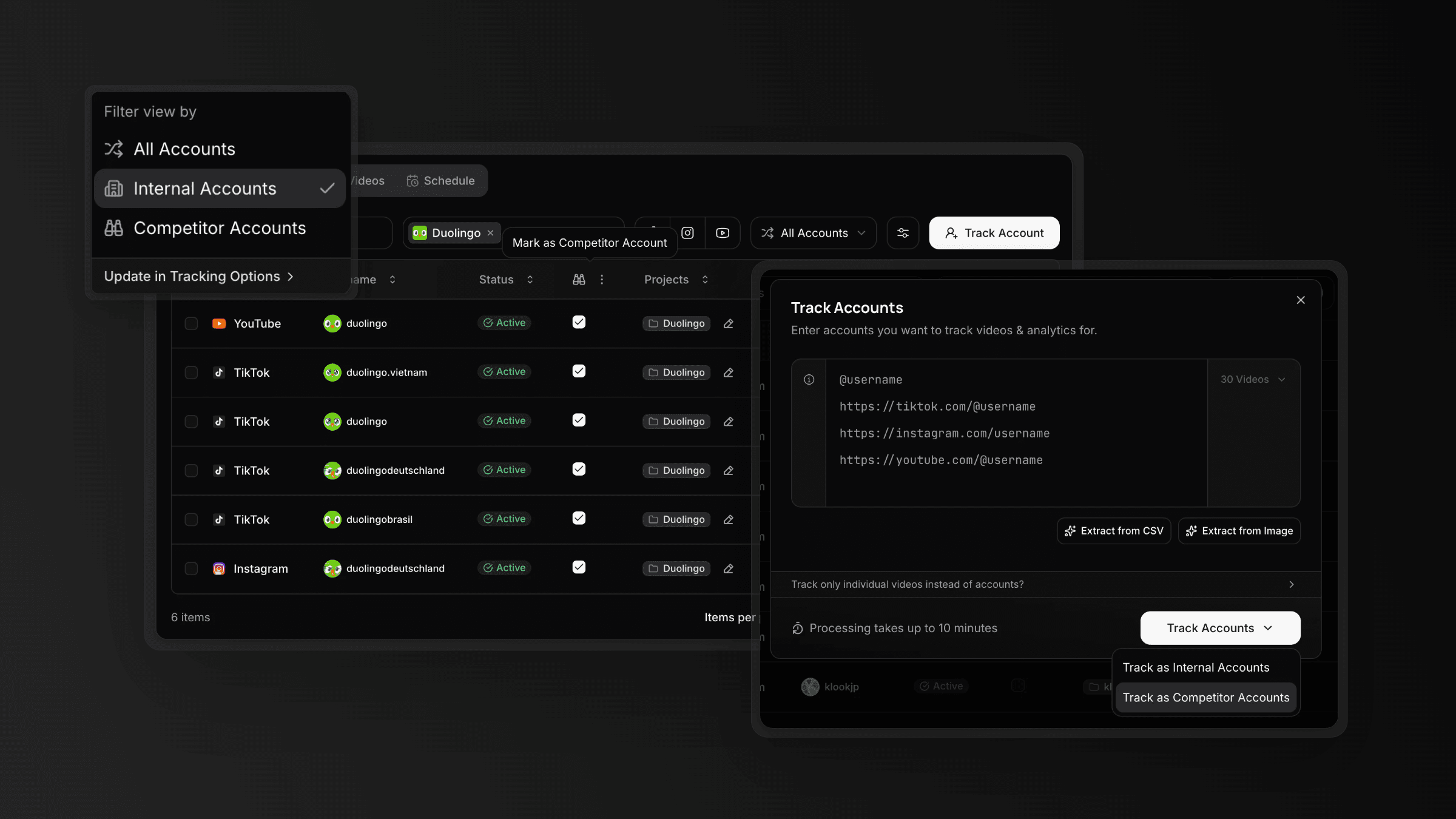 Competitor Tracking - Separate Internal & Competitor Analytics