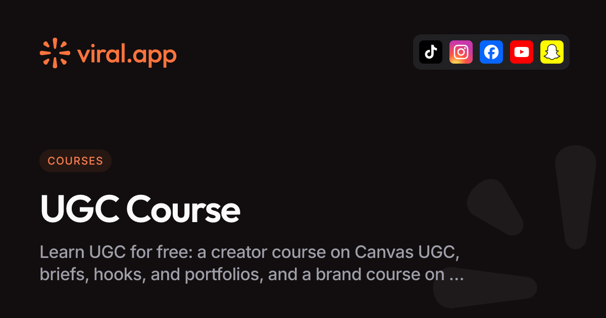 Free UGC Course for Creators and Brands | viral.app
